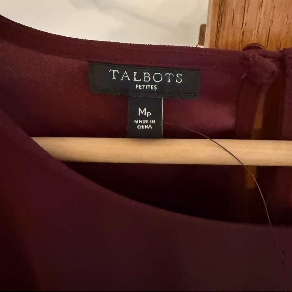 Talbots Medium Petite Deep Red Wine Color Long Sleeve Blouse - Picture 2 of 3